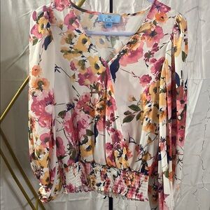 Floral V-Neck Blouse by C&C California